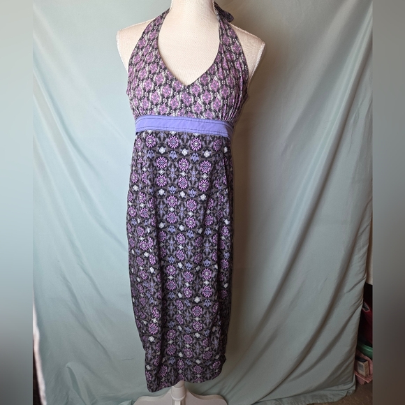 Athleta Sz 10 Pack Everywhere Zip Side Zip Pocket Smocked Back Halter Top Dress - Picture 1 of 14